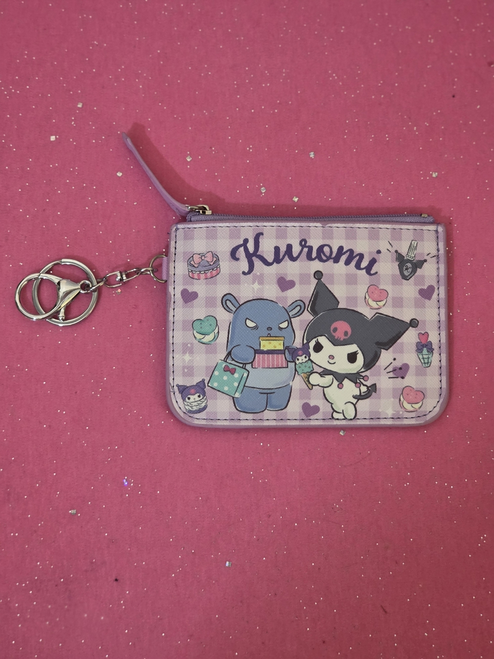 Sanrio Kuromi Purple Cartoon Print Zip-Around Card Wallet Credit Card Womens